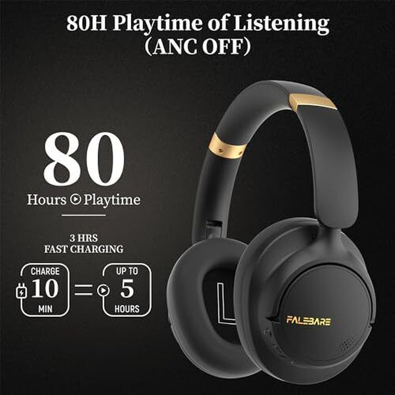 Auriculares Con Cancelación De Ruido, Auriculares Bluetooth Sobre La Oreja Negros