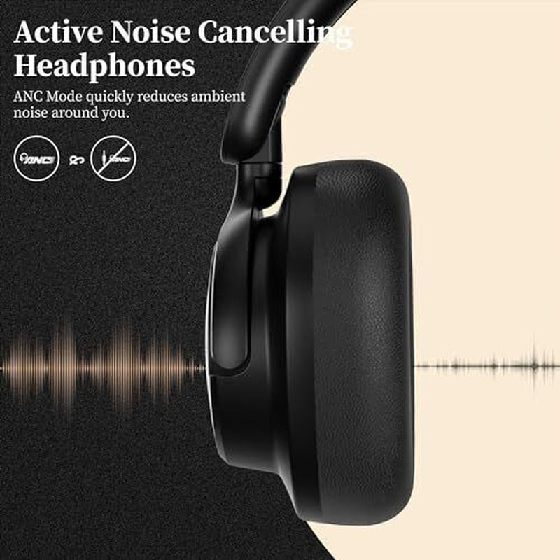 Auriculares Con Cancelación De Ruido, Auriculares Bluetooth Sobre La Oreja Negros